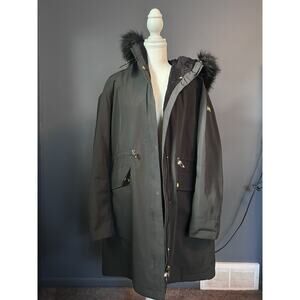Barbour International Clutch Jacket US Women’s 12 Green Insulated Knee Length